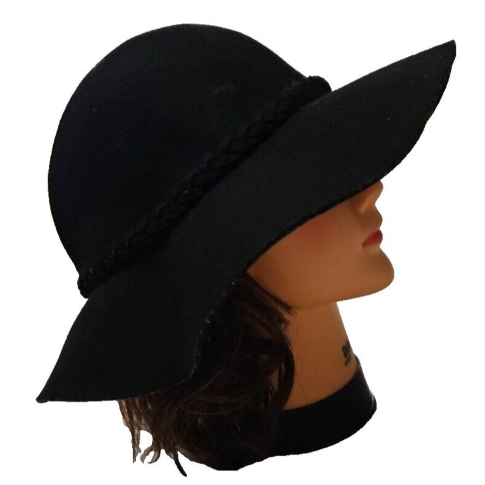 Vintage Women's 100% Wool Floppy Wide Brim Black Hat Size One Size (Reduced)
